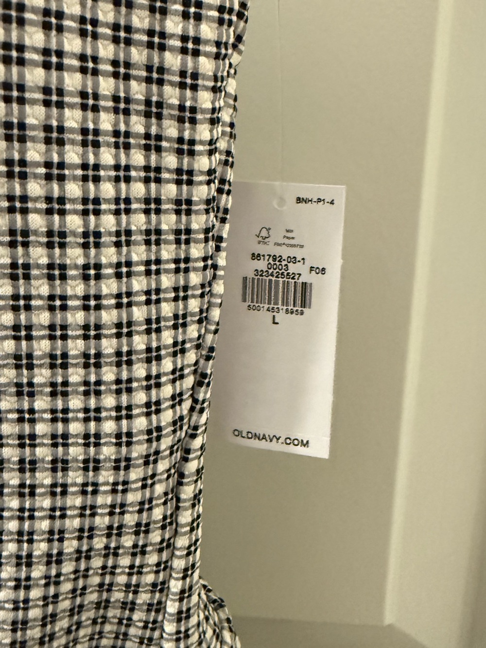Old Navy Black and White Checked Pique Side-Tie Swim Dress - Picture 3 of 8